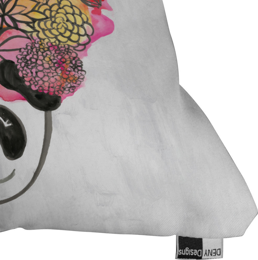 Deny Designs Dash And Ash Panda Flowers Outdoor Throw Pillow
