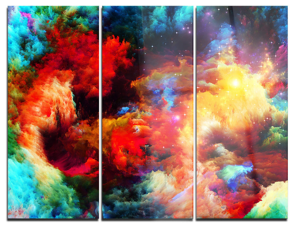 "Fractal Paint Fusion" Art Glossy Metal Wall Art, 3 Panels, 36"x28"