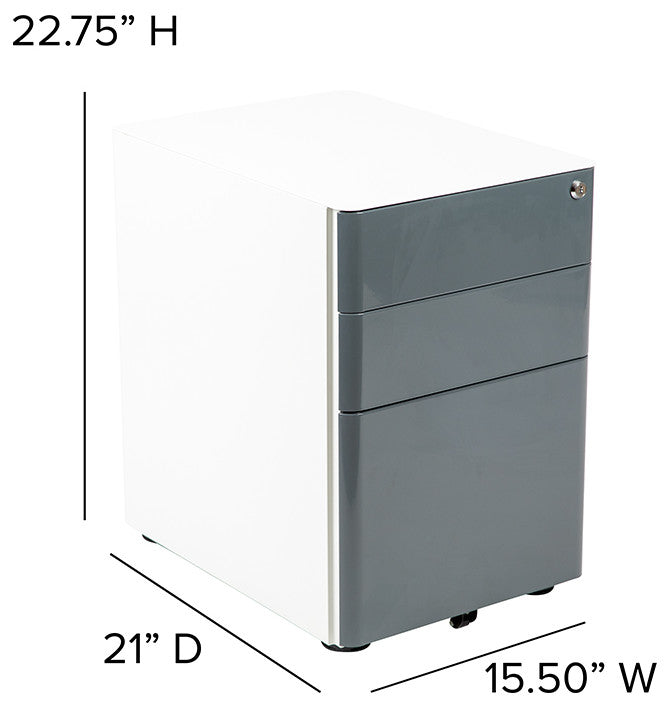 Modern 3-Drawer Mobile Locking Filing Cabinet