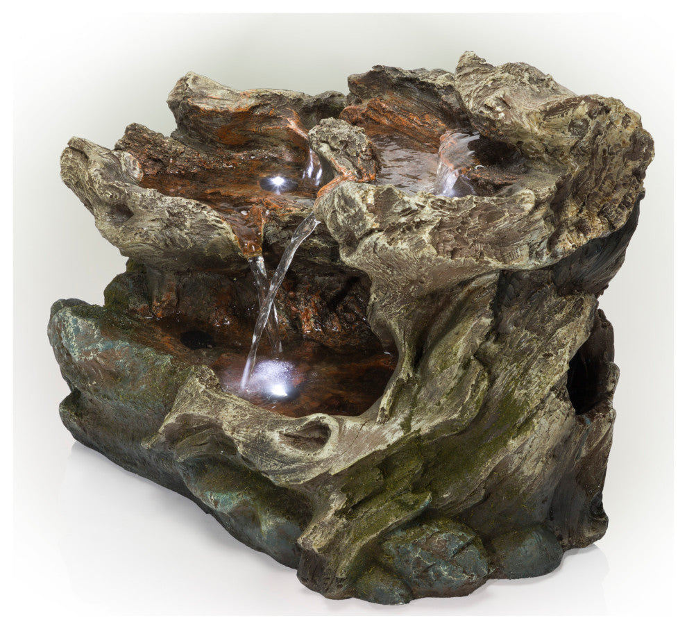 Alpine 3 Tier Rainforest Tabletop Fountain With LED Lights, 10"
