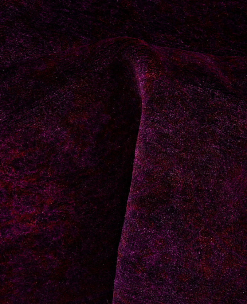 Overdyed One-of-a-Kind Hand-Knotted Area Rug Purple, 6' 1" x 6' 1"