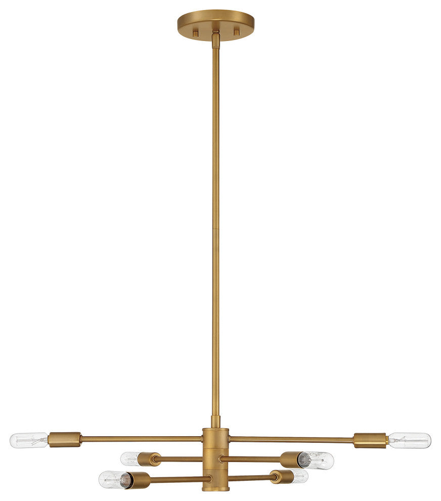 Lyrique 6-Light Chandelier, Warm Brass