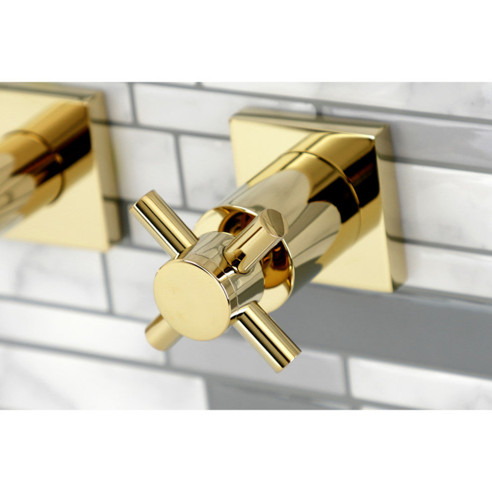 Kingston Brass KS6122DX Two-Handle Wall Mount Bathroom Faucet, Polished Brass