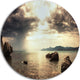 Rocky Seashore Under Clouds Panorama, Beach Disc Metal Wall Art, 11"