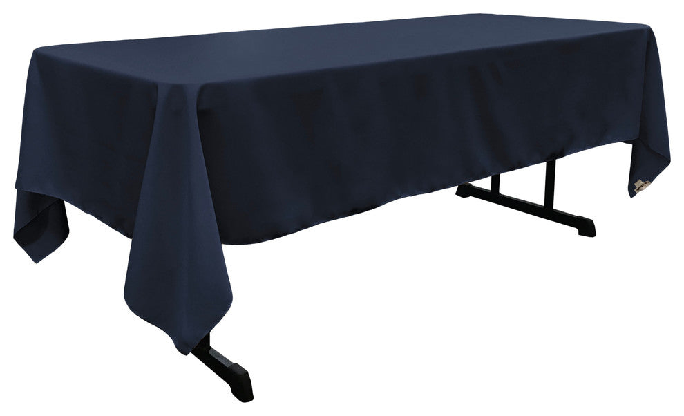 LA Linen Rectangular  Polyester Poplin Tablecloth, Navy, 60"x120"