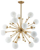 Constellation White Glass and Brass Pendant Chandelier