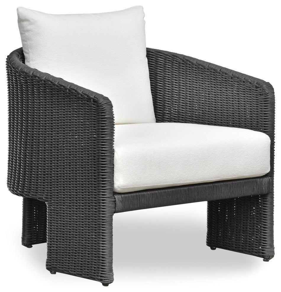 Alexa Rattan Performance Fabric Outdoor Armchair, Black