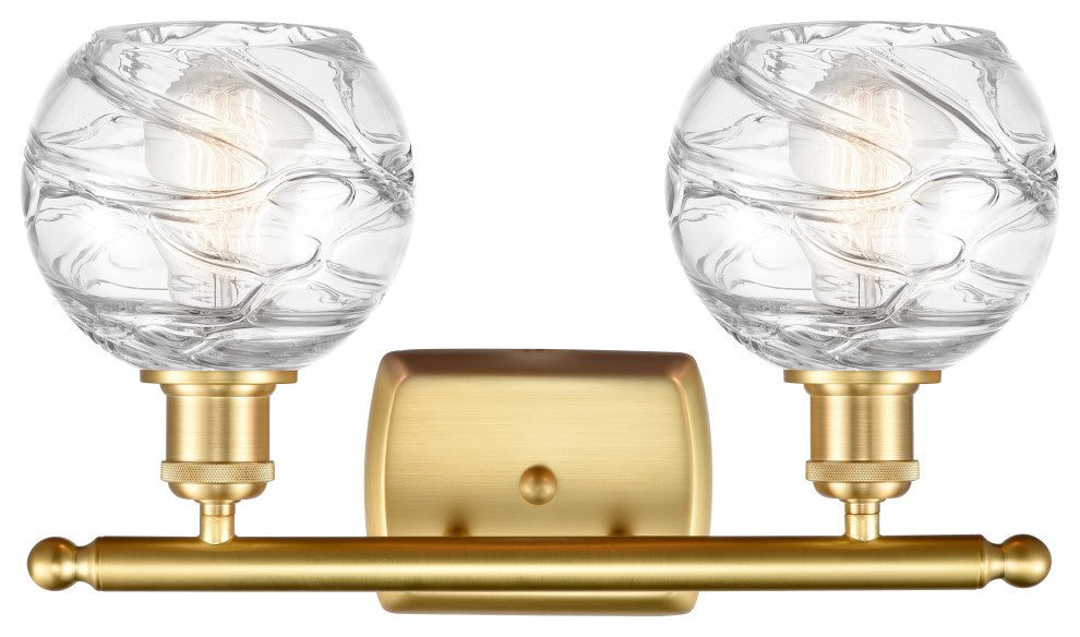 Deco Swirl Bath Vanity Light, Satin Gold, Clear Deco Swirl