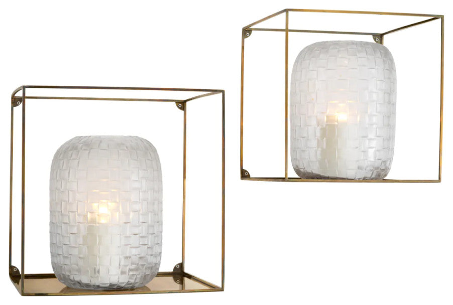 Vintage Brass Square Wall Racks, 2-Piece Set, Eichholtz Deco