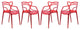 LeisureMod Milan Modern Wire Design Chair, Set of 4 Red