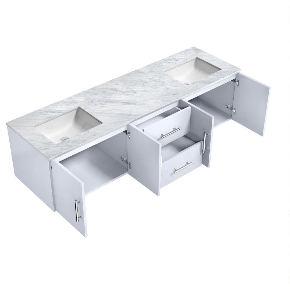Geneva Transitional Glossy White 72" Double Vanity