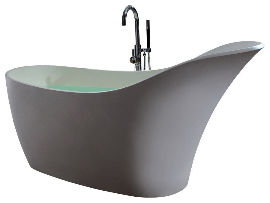 ADM Slippered Freestanding Bathtub, Glossy White, 66.7"