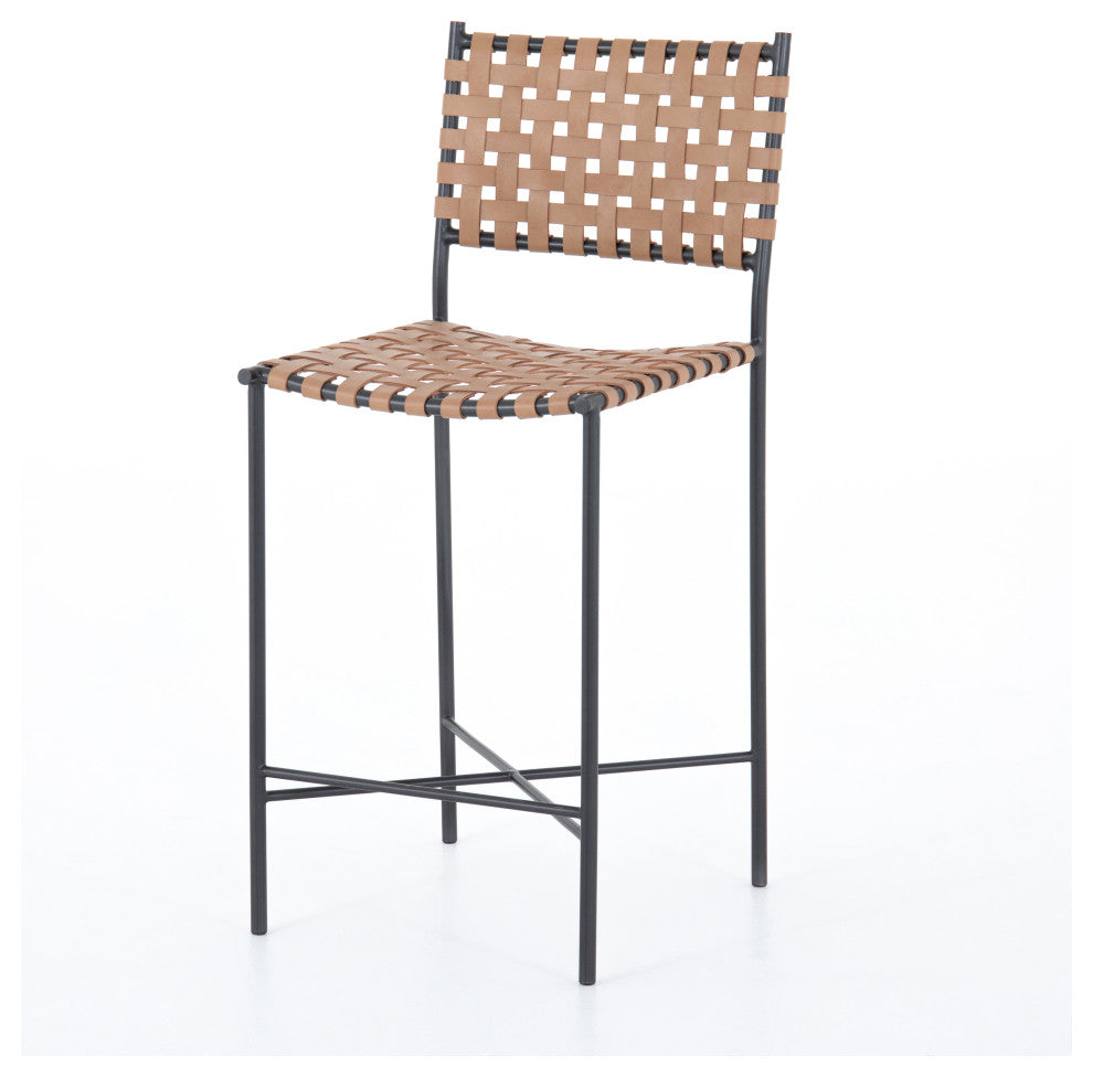 Garza Stool, Natural Leather, Counter