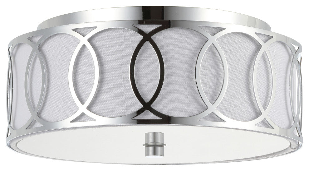 Aria 2-Light Metal LED Flush Mount, Chrome, 12.25"w