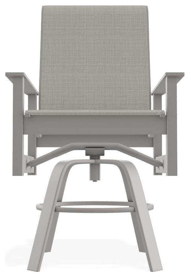 Leeward Sling Balcony Height Outdoor Swivel Armchair, Deacon/Warm Gray