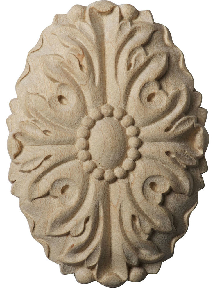 2 1/2"W x 3 1/2"H x 5/8"P Ashford Oval Rosette, Alder