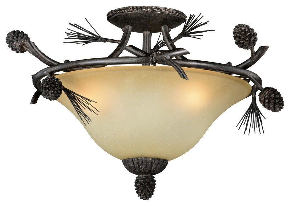 Sierra 3-Light Semi-Flush Mount, Black Walnut