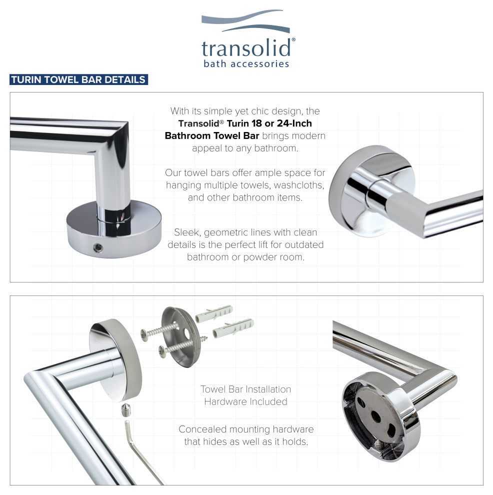 Transolid Turin 3-Piece Bathroom Accessory Kit, Polished Chrome