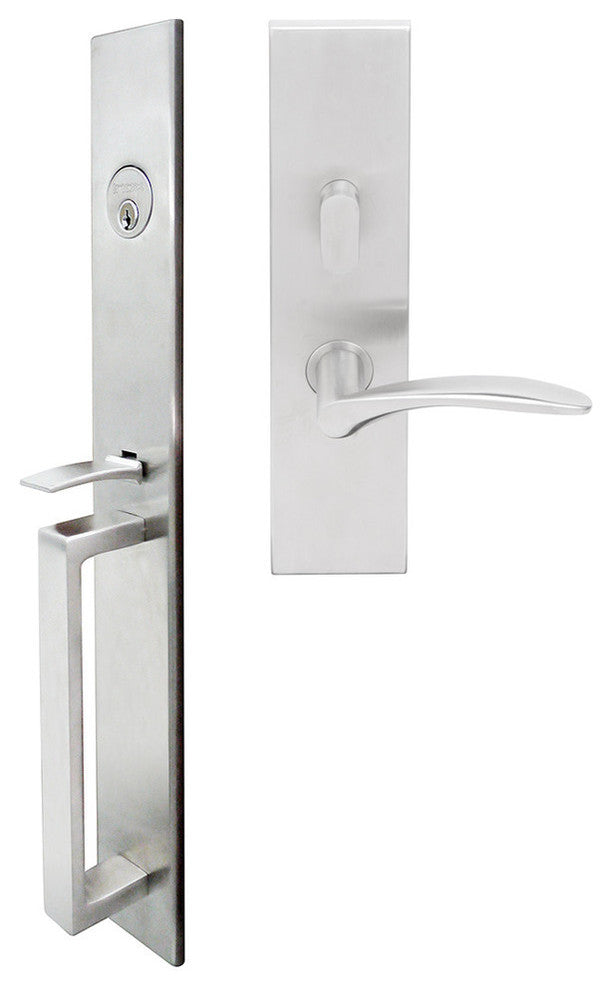 Crest Lever, Mortise Entry Handleset, Right Hand Reverse, Satin Stainless Steel