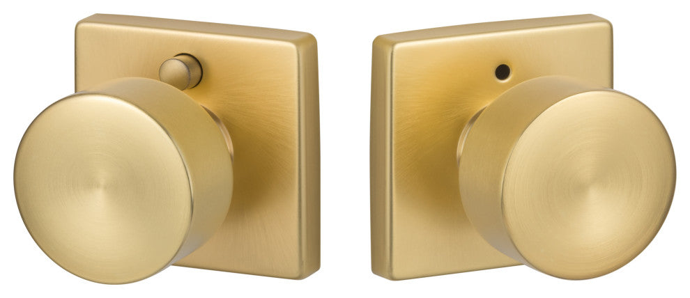 Modern Series Bergen Square Privacy Knob, Satin Brass