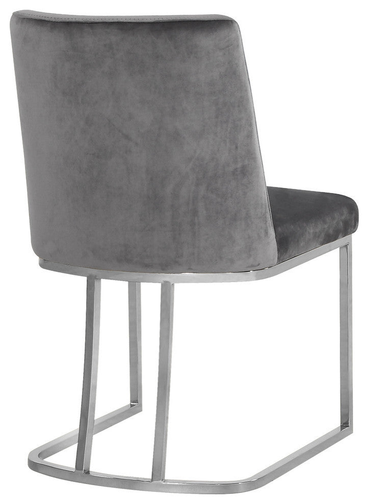 Heidi Black Velvet Dining Chair Set of 2, Gray