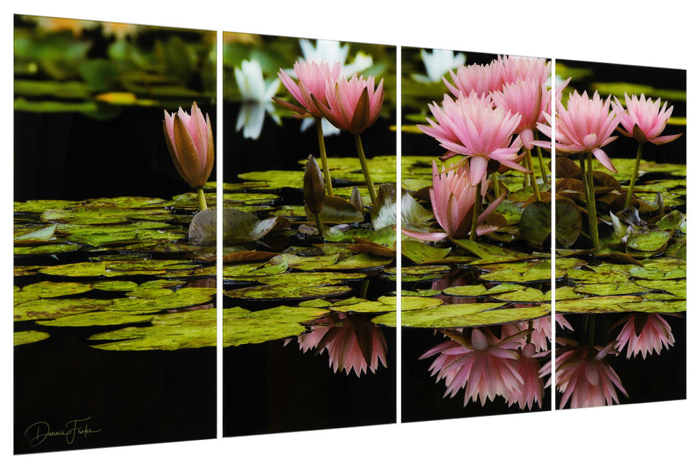 "Victoria Regia" Oversized Frameless Reverse Printed Tempered Art Glass Set