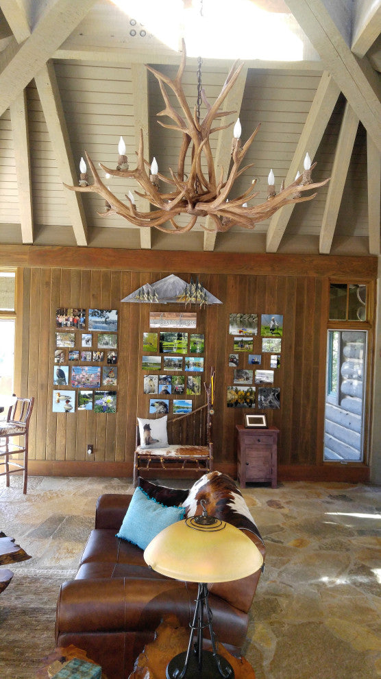 Reproduction Antler Elk Single Tier Chandelier Light, RL-12