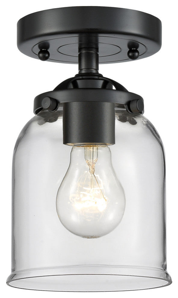 Small Bell 1-Light Semi-Flush Mount, Oil Rubbed Bronze, Clear