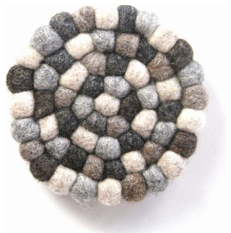 Felt Ball Coasters, Set of 4, Gray