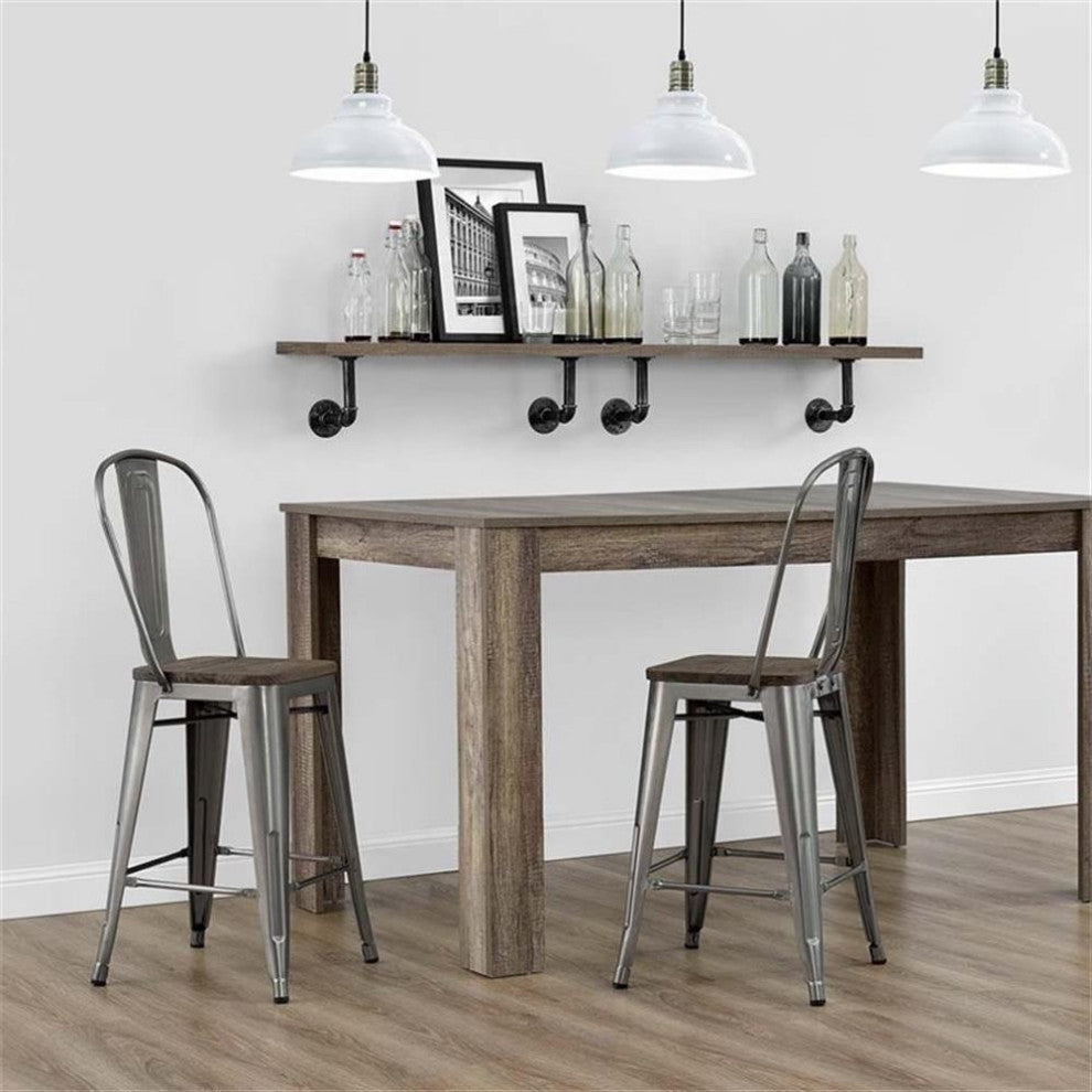 DHP Luxor 24" Metal Counter Stool in Antique Gun Metal (Set of 2)