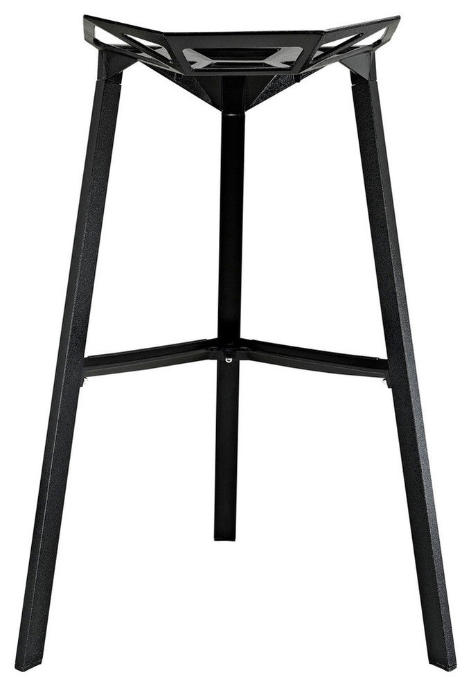 Contemporary Stacking Bar Stools, Black, Set of 4