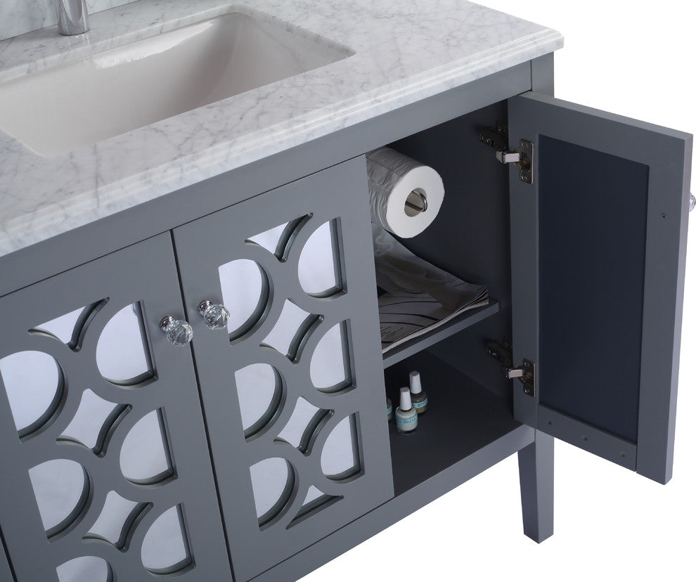 Mediterraneo, 36" Gray Cabinet With Black Wood Marble Countertop