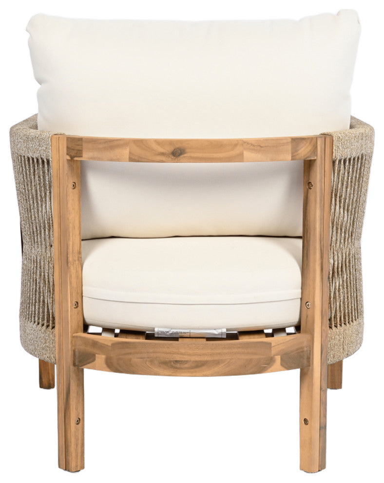 GDF Studio Outdoor Acacia Wood Club Chair, Teak/Beige, Single