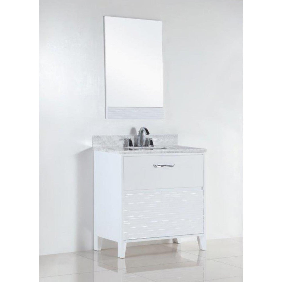 Alda Single-Sink Vanity, White, 30", White With White Carrara Top