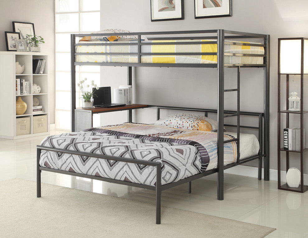 Benzara BM172190 Metal Bunk Bed, Dark Gunmetal