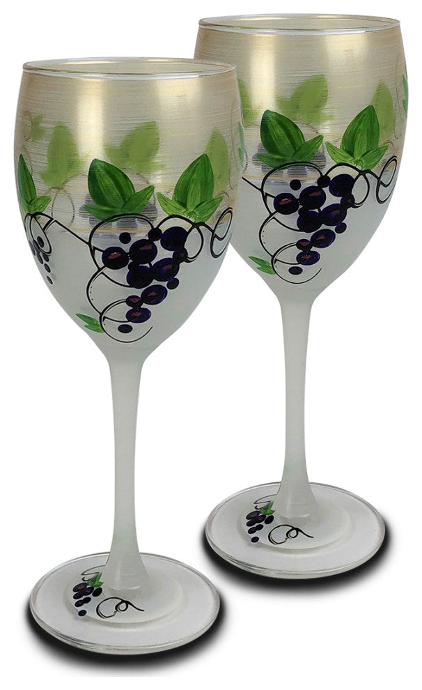 Grapes 'n Vines Wine Glasses, Set of 2