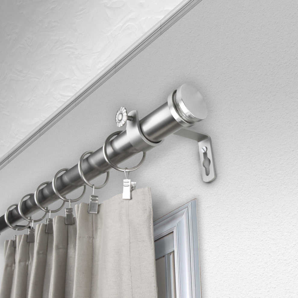 Lid 1" Curtain Rod, Satin Nickel, 120"-170"