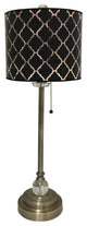 28" Crystal Buffet Lamp With Black Moroccan Tile Shade, Antique Brass, Single