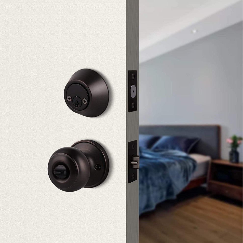 Double Keyed Deadbolt and Door Knob Set, 1 Piece Set