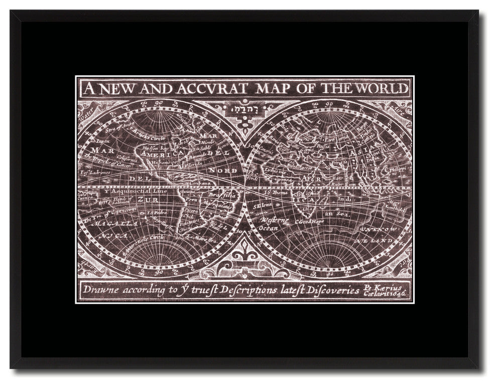 The World Vintage Vivid Sepia Map Canvas, 16"x21"