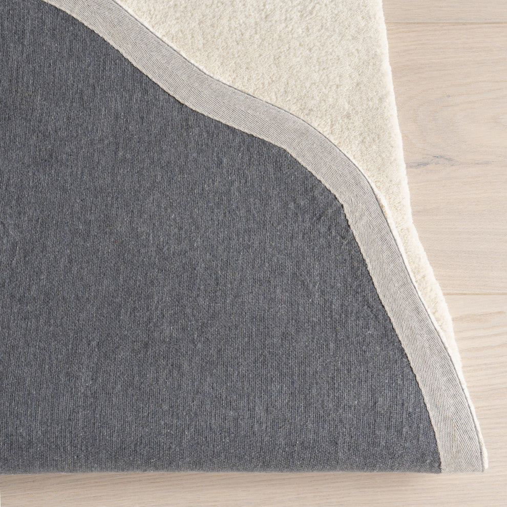 Clementime Modern Wool Area Rug, Ivory 5'x8'Shaped
