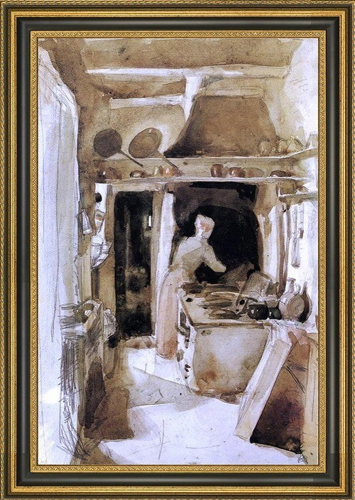 James McNeill Whistler The Kitchen  Framed Premium Canvas Print, 18"x27"