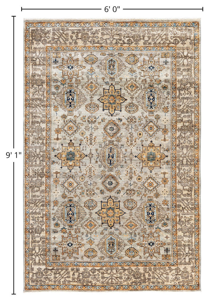 Serapi One-of-a-Kind Hand-Knotted Area Rug Gray, 6'0" x 9'1"