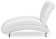White Faux Leather Upholstered Crystal Button Tufted Chaise Lounge