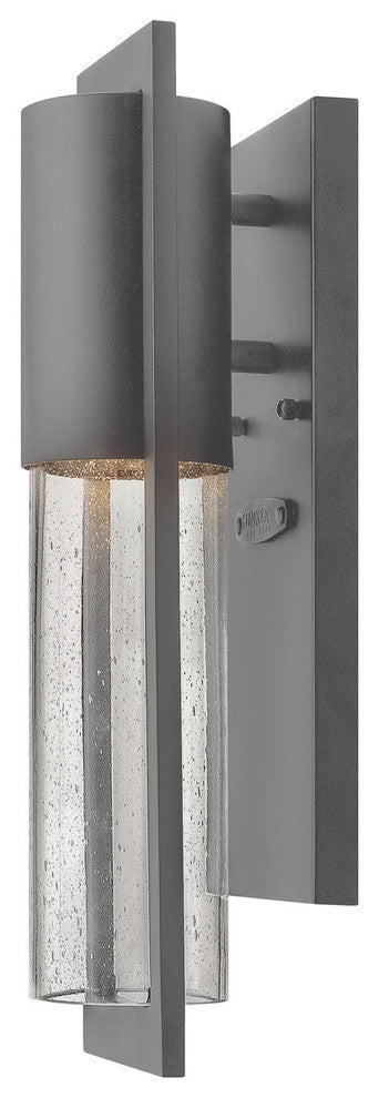 Shelter Mini Outdoor Wall Sconce, Hematite With Clear Seedy Glass