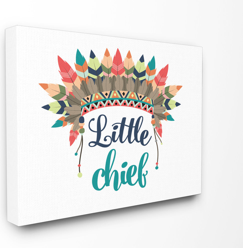 "Little Chief With Feathers" Oversized Stretched Canvas Wall Art