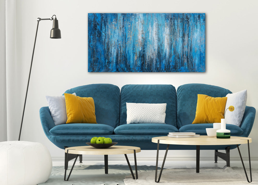 "A Sea of Blue" Hand Painted Canvas Abstract Artwork, Fine Art, Modern Artwork