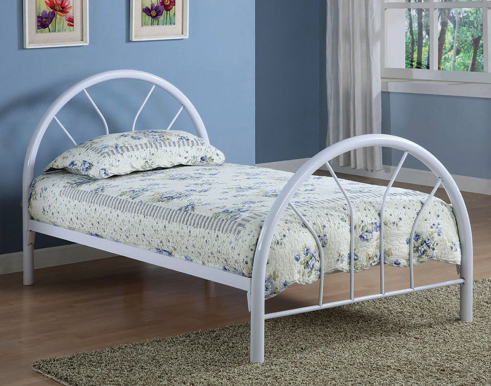 Contemporary Metal Twin Bed, White
