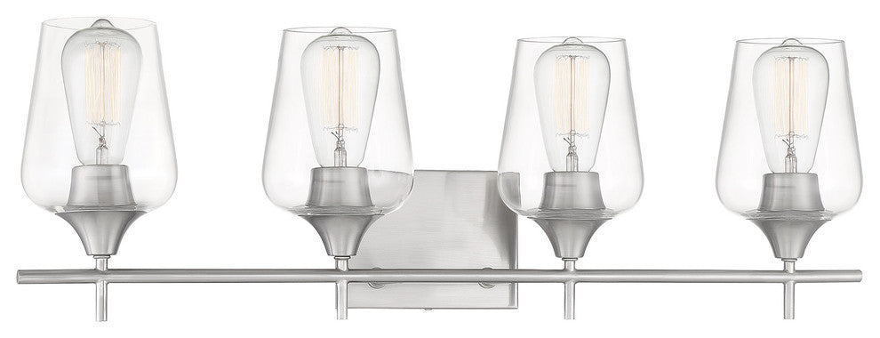 Octave Bathroom Vanity Light, Satin Nickel, 4-Light