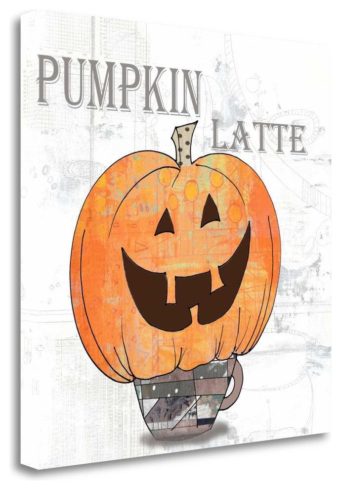 "Pumpkin Latte" By Sarah Ogren,Ready to Hang Giclee Print on Gallery Wrap Canvas